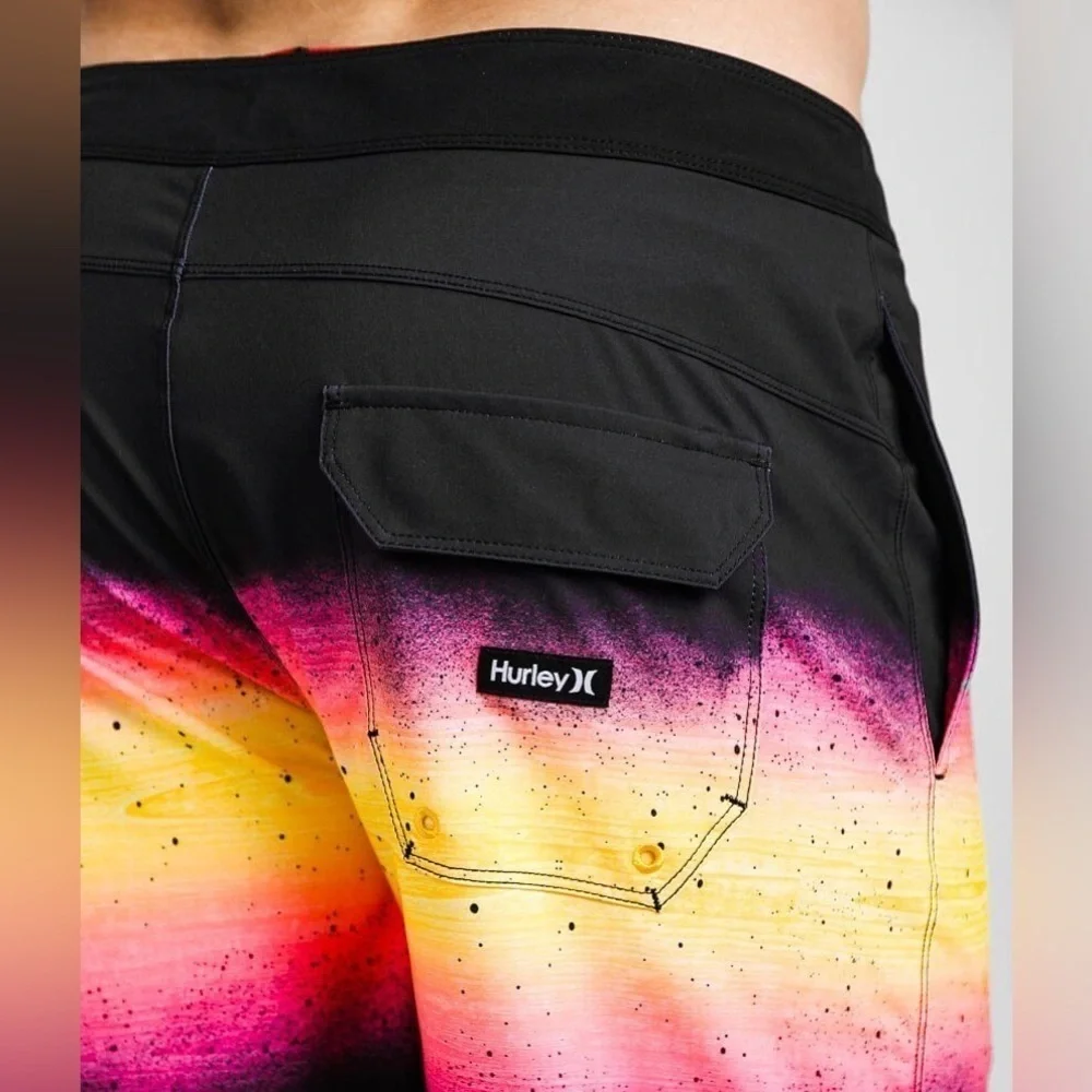 Hurley Phantom Ray Stretch Boardshorts Swim Trunks Shorts Black Pink Men’s 34